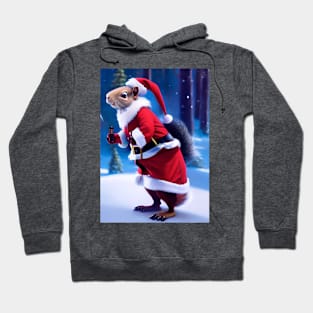 FATHER CHRISTMAS SQUIRREL DRINKING A SODA IN THE SNOW Hoodie